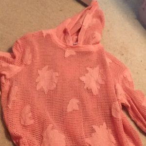 Pink floral see through long sleeve pullover